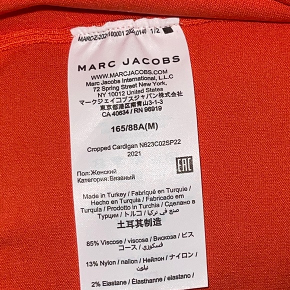 Marc Jacobs Orange Cropped Cardigan Medium - Picture 10 of 11
